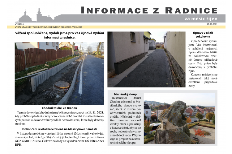 Informace z radnice - říjen