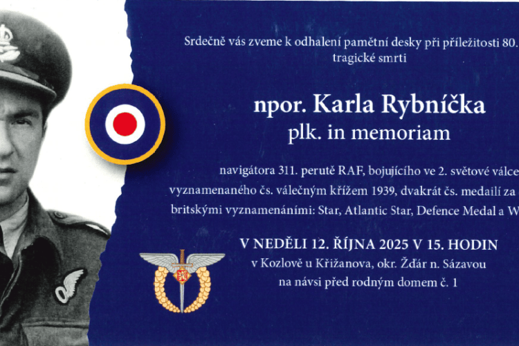 Odhalení pamětní desky při příležitosti 80. výročí tragické smrti npor. Karla Rybníčka